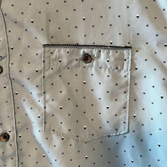 Level Ten Button Up Shirt Men XL Blue Polka Dot Cotton Short Sleeve Collared EUC - Picture 5 of 7